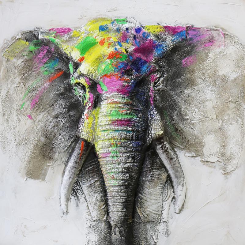 Tavla Oljemålning 3D Elefant