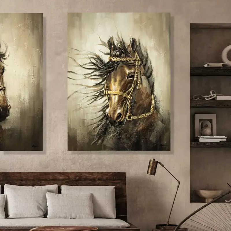 Tavla Oljemålning 3D Häst
