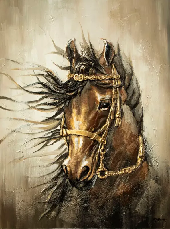 Tavla Oljemålning 3D Häst