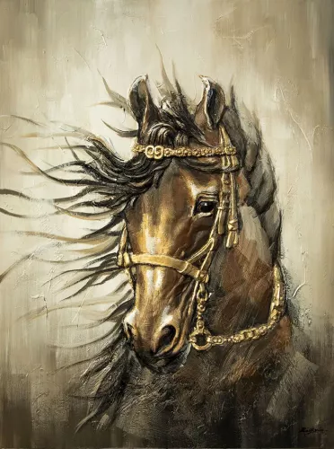 Tavla Oljemålning 3D Häst