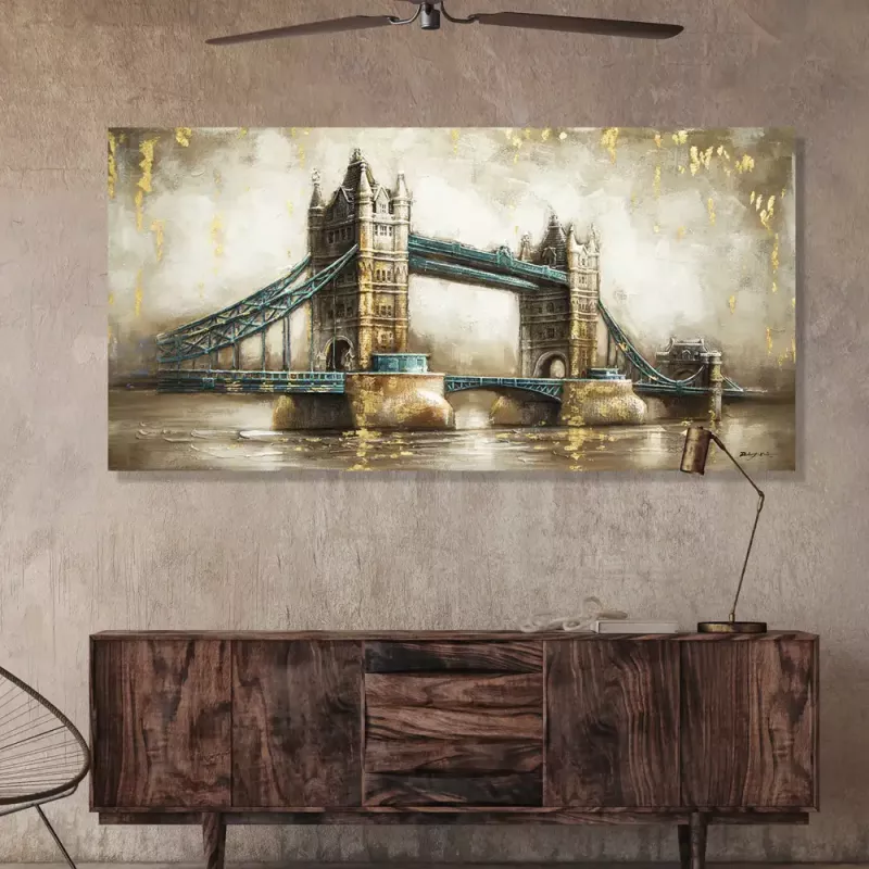 Tavla Oljemålning 3D Old Tower Bridge