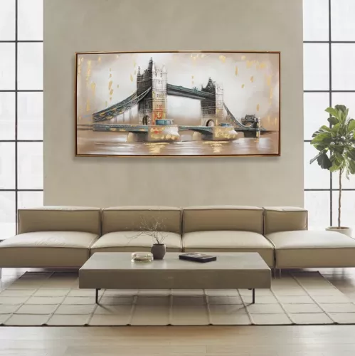 Tavla Oljemålning 3D Old Tower Bridge