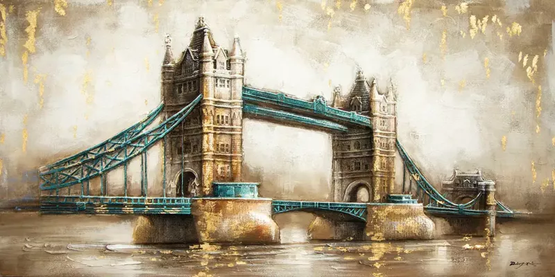 Tavla Oljemålning 3D Old Tower Bridge