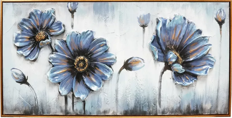 Oljemaleri 3D Blomster Blå