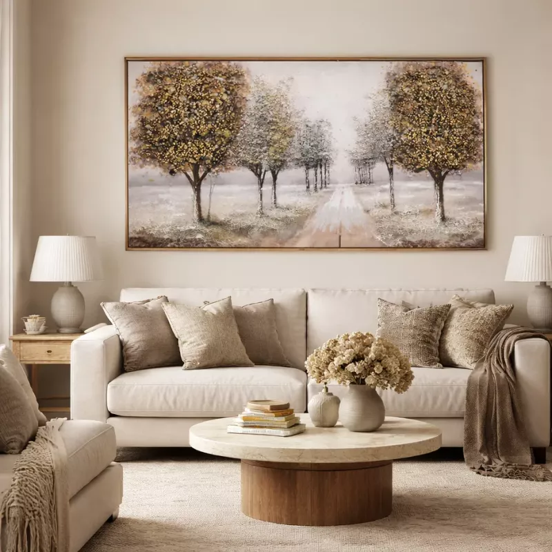 Oljemålning Trädallé