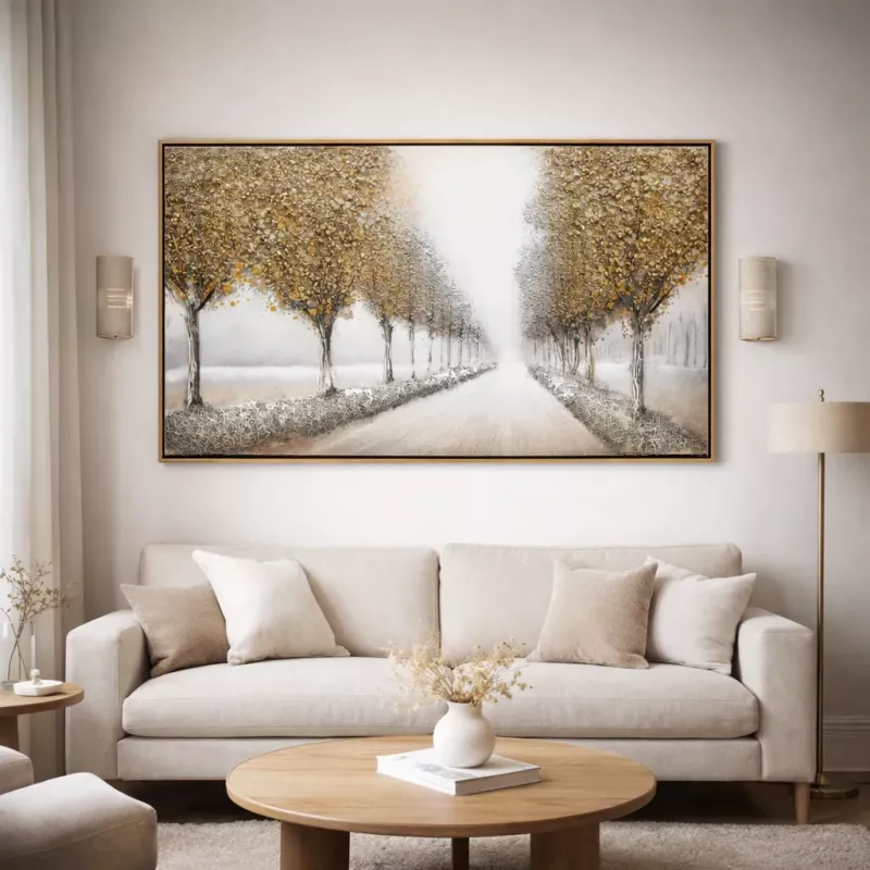 Oljemålning Trädallé