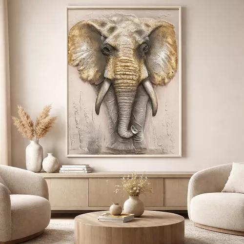 Oljemålning Elefant