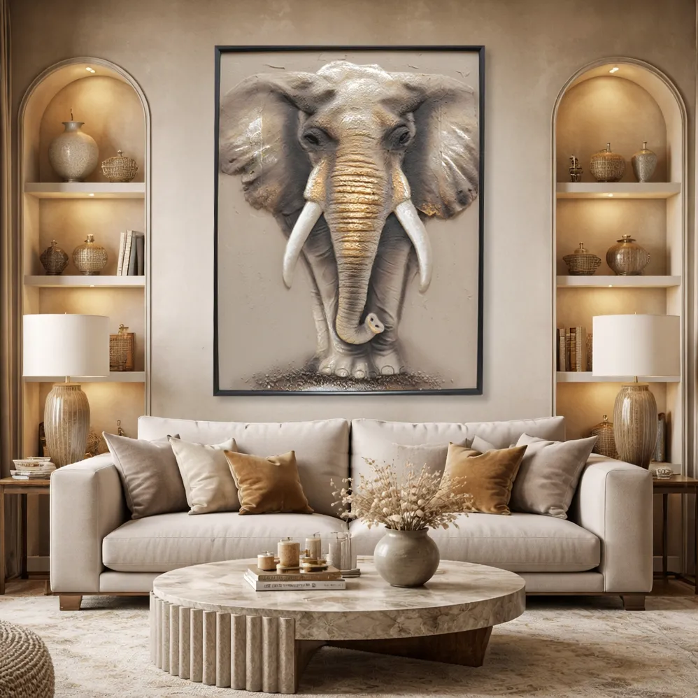 Oljemålning Elefant
