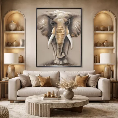 Oljemålning Elefant