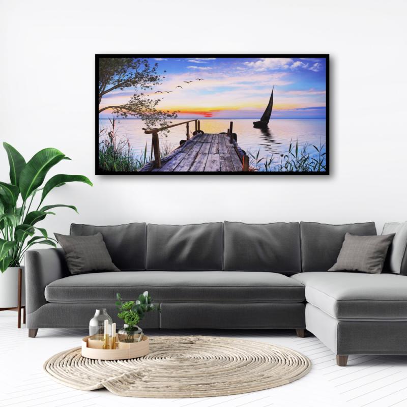 Tavla HD Print Segelbåt Soluppgång