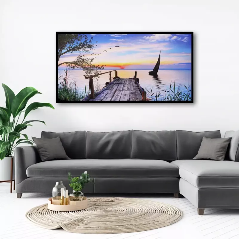 Tavla HD Print Segelbåt Soluppgång