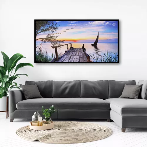 Tavla HD Print Segelbåt Soluppgång