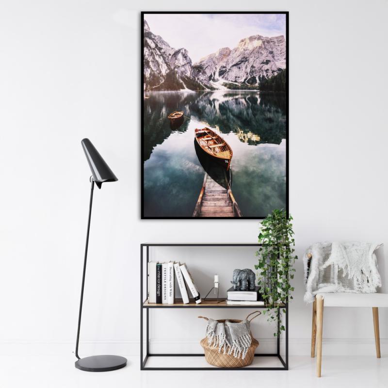 Tavla HD Print Boat in Mountain Lake
