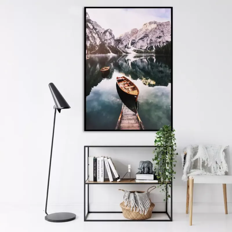 Tavla HD Print Boat in Mountain Lake