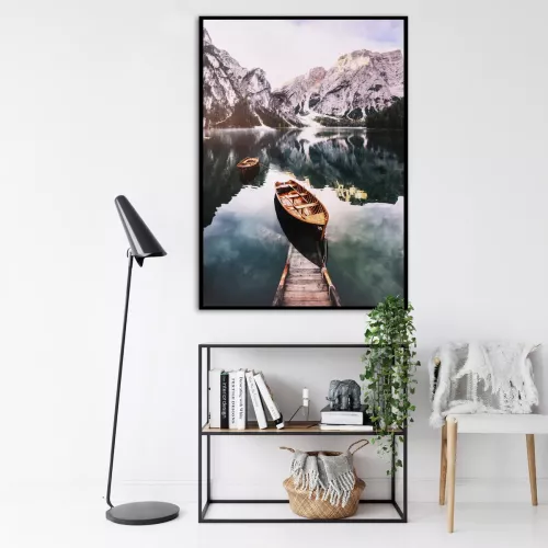 Tavla HD Print Boat in Mountain Lake