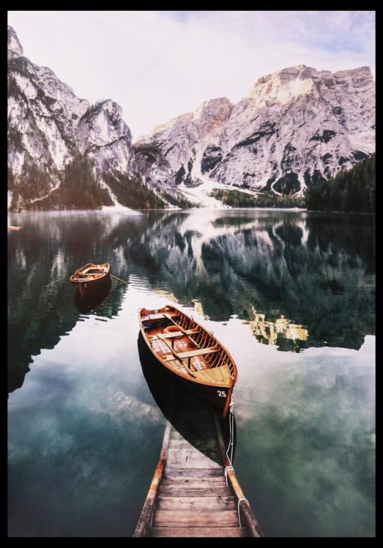 Tavla HD Print Boat in Mountain Lake