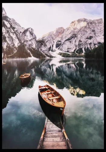 Tavla HD Print Boat in Mountain Lake