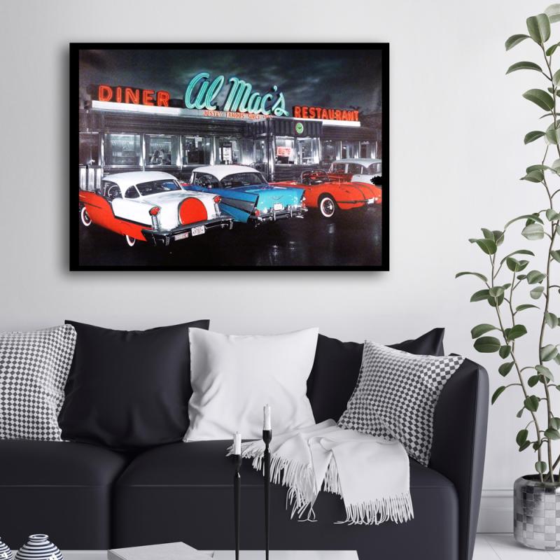 Tavla HD Print Diner Old Cars
