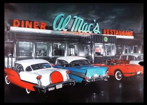 Bilde HD Print Diner Old Cars