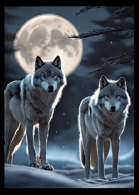 Tavla HD Print Vargar i Månskenet