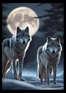 Tavla HD Print Vargar i Månskenet