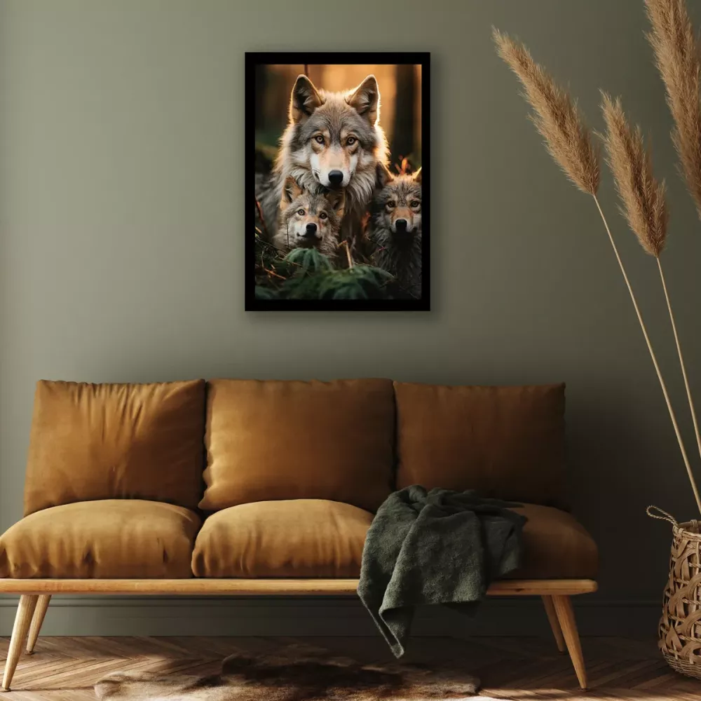 Tavla HD Print Varg Familj