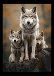 Tavla HD Print Varg Familj