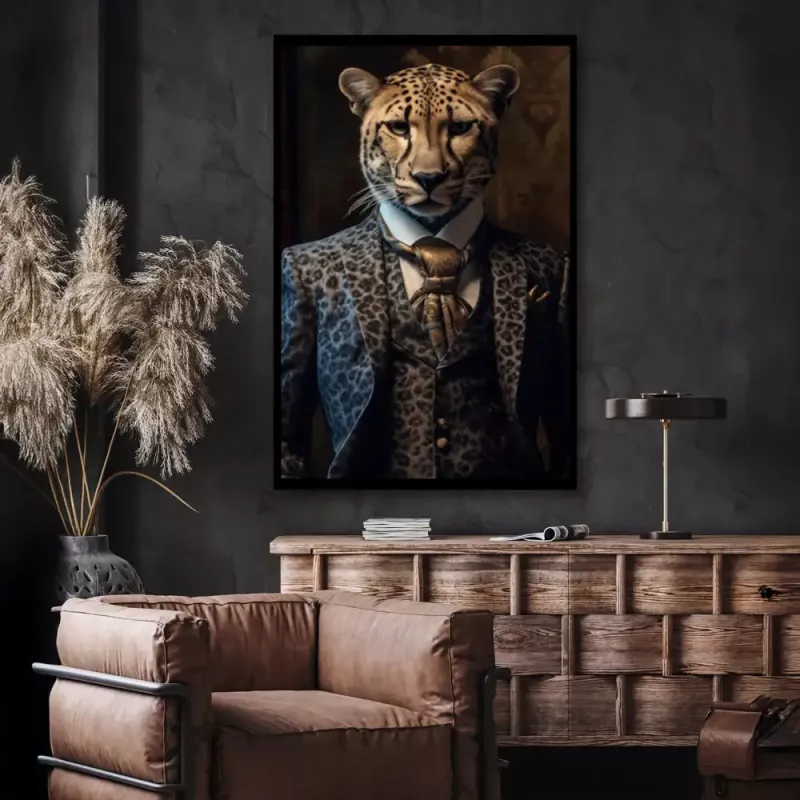 Tavla HD Print Cheetah Suit Portrait