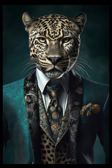 Tavla HD Print Leopard Suit Portrait