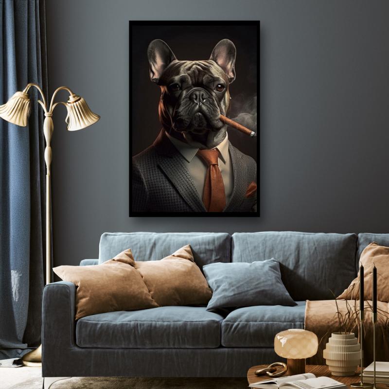 Tavla HD Print French Bulldog Suit Portrait