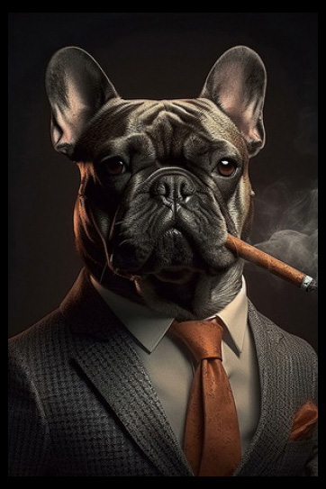 Tavla HD Print French Bulldog Suit Portrait
