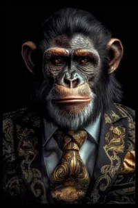 Tavla HD Print Chimpanzee Suit Portrait
