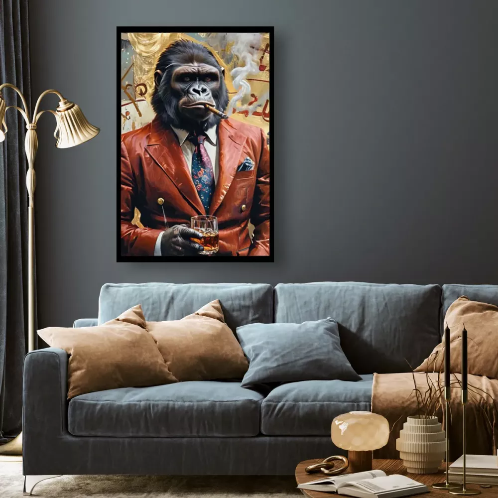 Tavla HD Print Gorilla Smoking