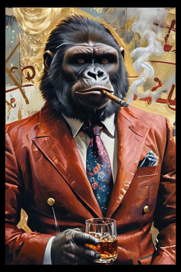 Tavla HD Print Gorilla Smoking