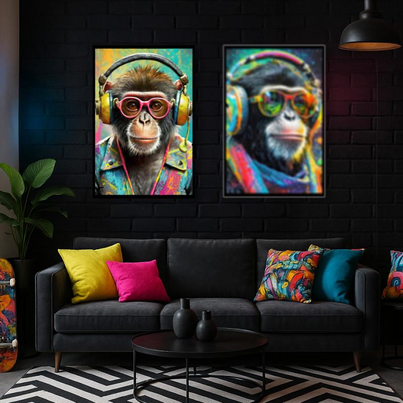 Tavla HD Print Chimpanzee Headphone Popart