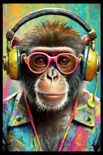 Tavla HD Print Chimpanzee Headphone Popart
