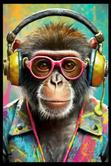 Tavla HD Print Chimpanzee Headphone Popart