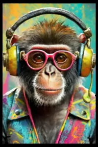 Tavla HD Print Chimpanzee Headphone Popart