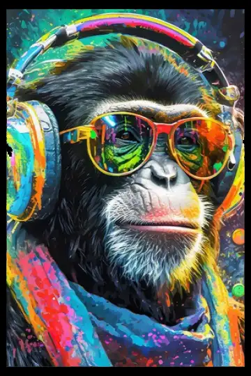 Tavla HD Print Chimpanzee Headphone Popart