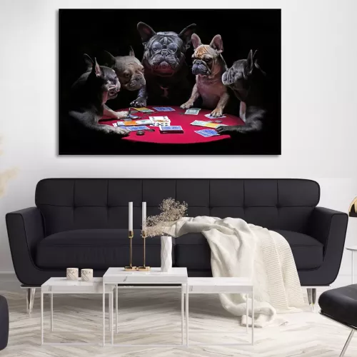 Tavla HD Print Fransk Bulldog Poker
