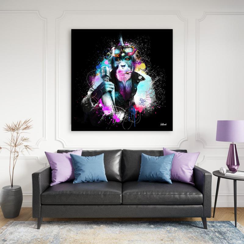 Tavla HD Print Schimpans Microfon