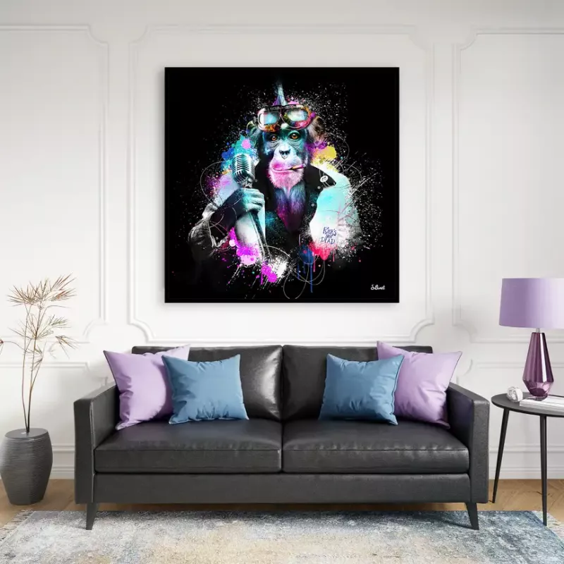 Tavla HD Print Schimpans Microfon