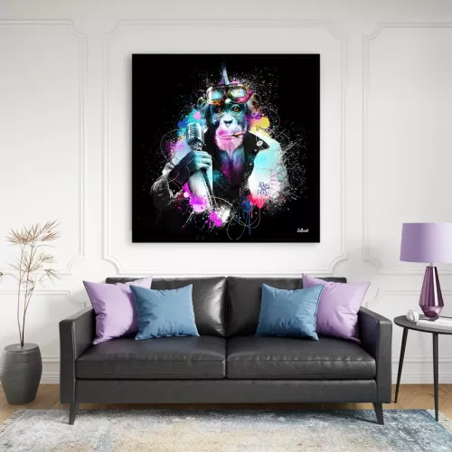 Tavla HD Print Schimpans Microfon