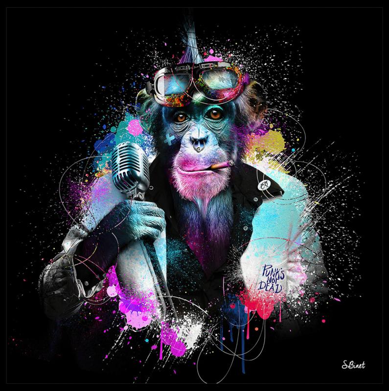 Tavla HD Print Schimpans Microfon