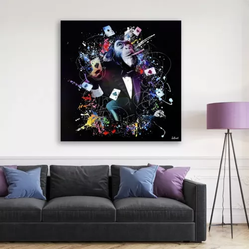 Tavla HD Print Schimpans Poker