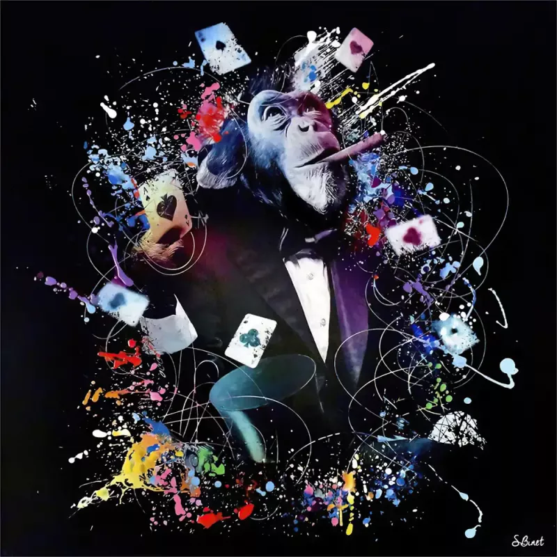 Tavla HD Print Schimpans Poker