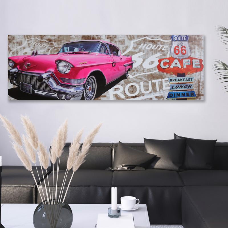 Tavla Canvas Pink Car Route 66