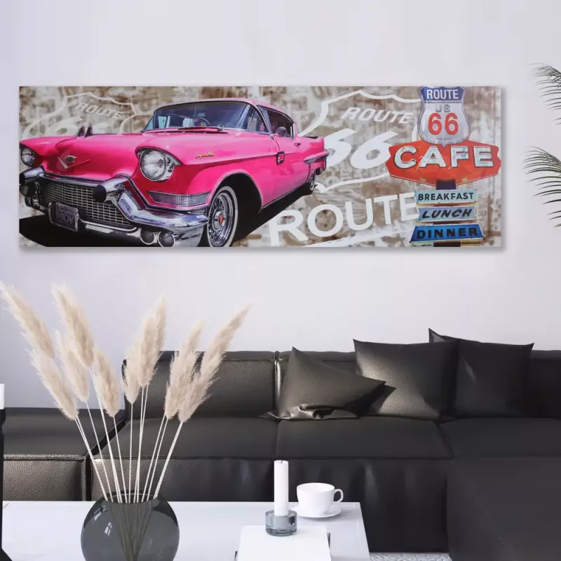 Tavla Canvas Pink Car Route 66