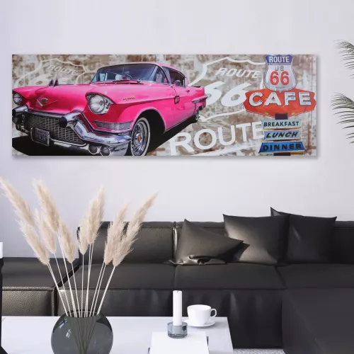 Tavla Canvas Pink Car Route 66