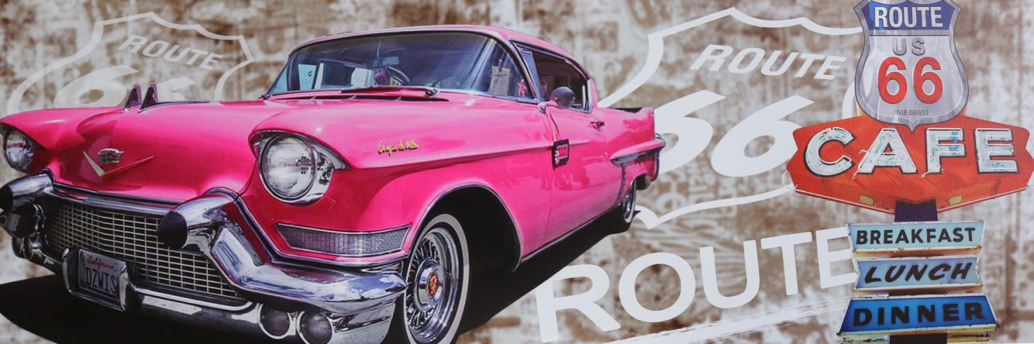 Larretsbilde Pink Car Route 66